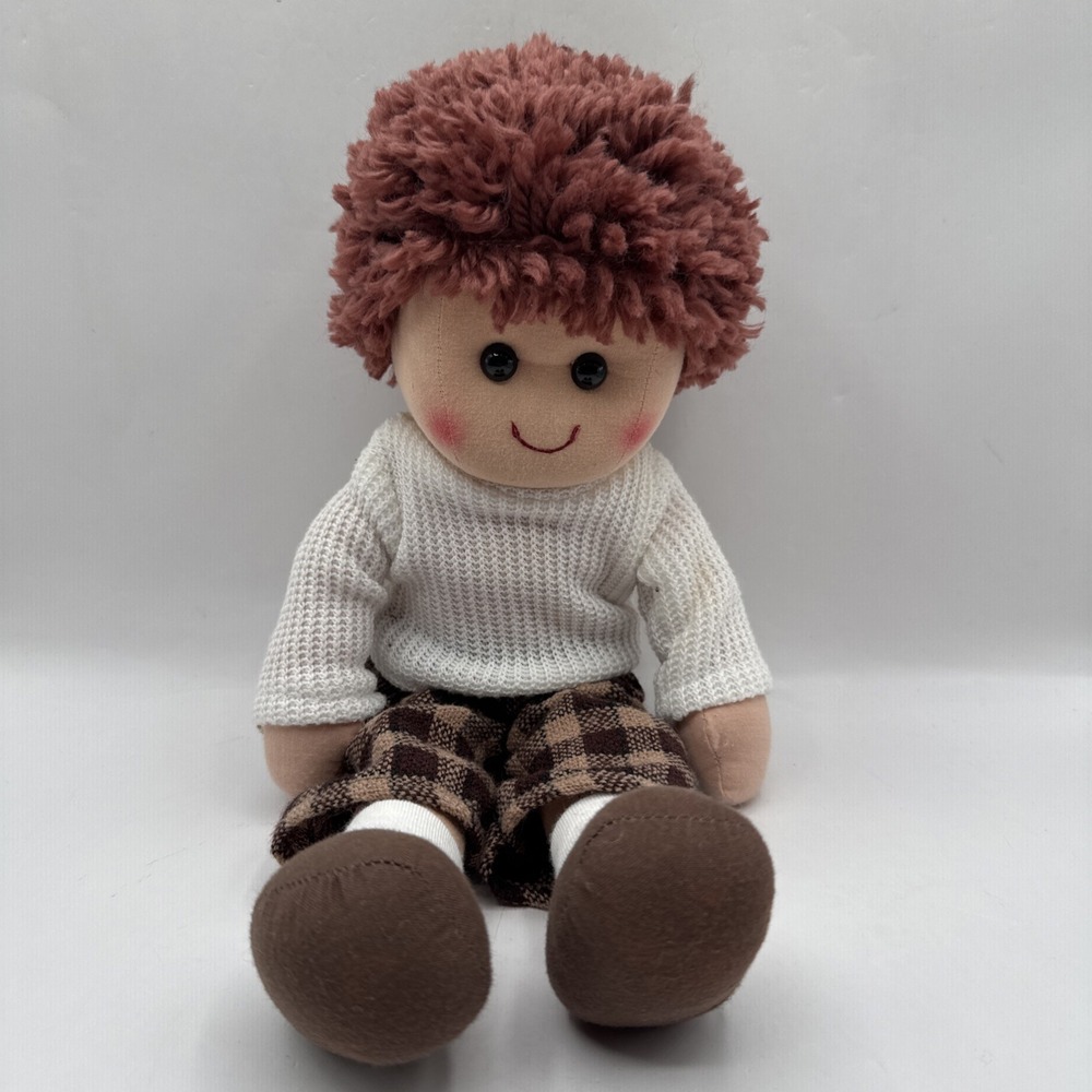 Hopscotch Lovely Soft Rag Doll Boy 14"Dressed Doll Button Eyes-Rare